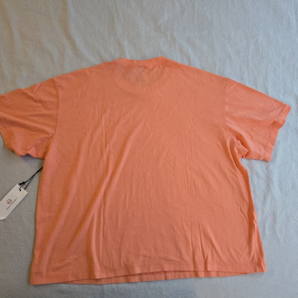 AG Adriano Goldschmied Coral Orange Boyfriend Boxy Fit Stretch Cotton Tshirt - Picture 7 of 8